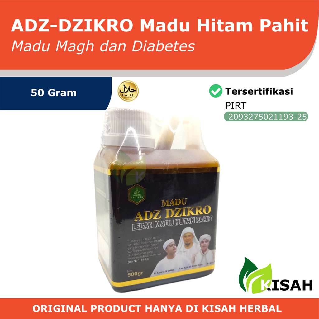 ADZ-DZIKRO Madu Hutan Hitam Pahit 500 Gram - Madu Dzikir Pengobatan Lambung (Magh) dan Diabetes