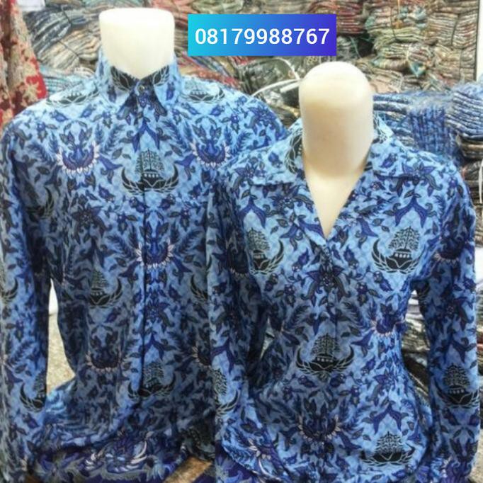 NEW BAJU BATIK KORPRI SUTRA - BIRU, XL TERPERCAYA