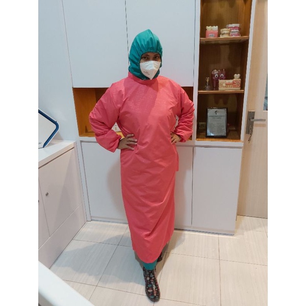 Surgical Gown reusable waterproof MOTIF / Gaun Bedah MOTIF / Apron tangan panjang MOTIF / APD MOTIF
