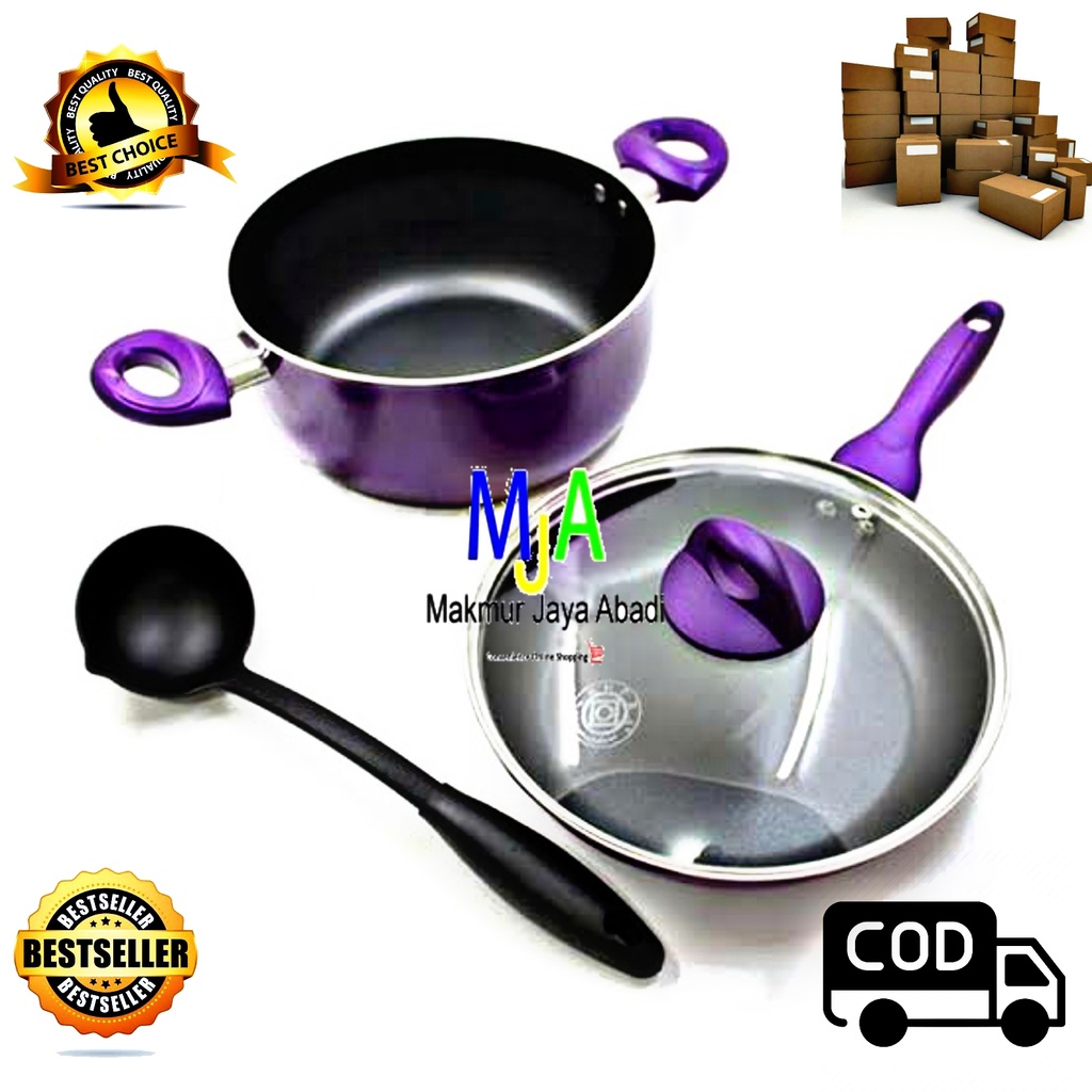 (BISA COD) Supra Rosemary Jasmine Set  COOKWARE SET 3 pcs/Panci Stainless/Panci Set/Bonus Spatula