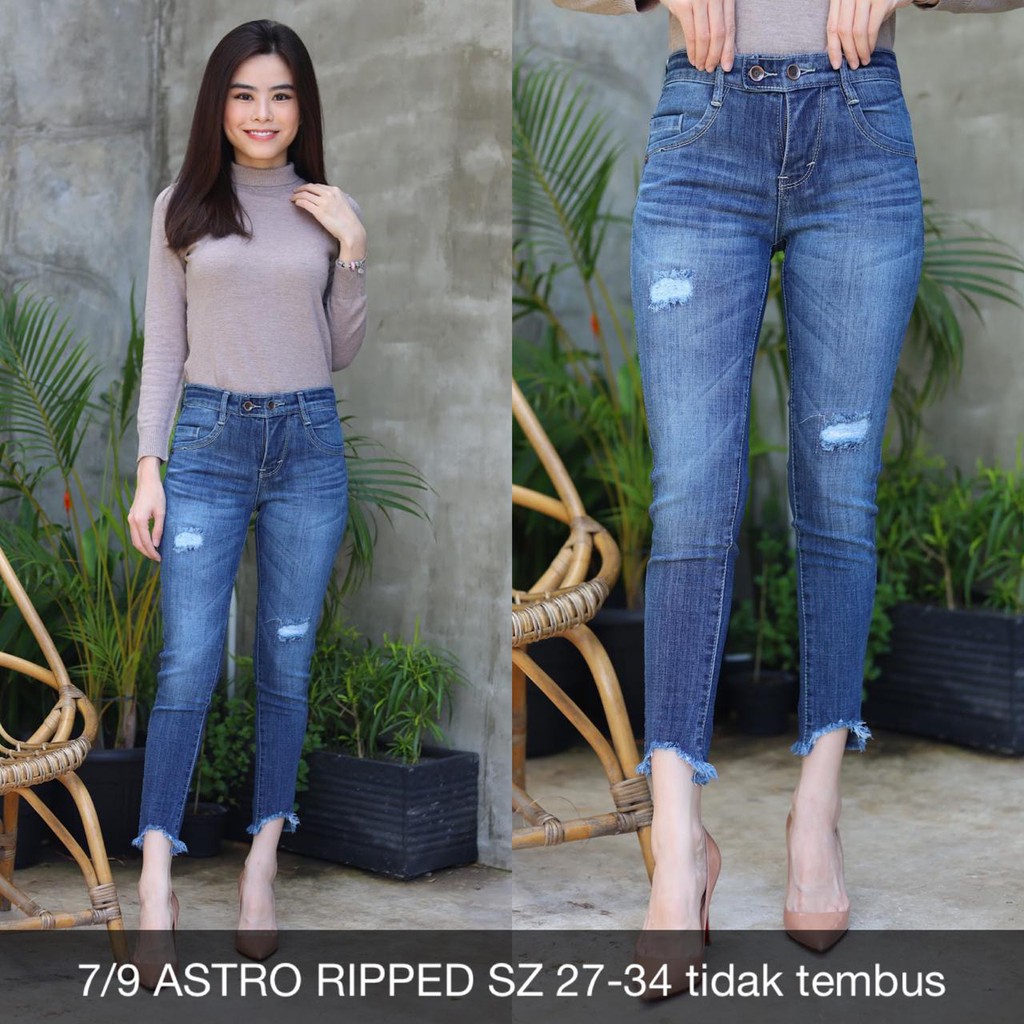  CELANA  JEANS  WANITA  7 9 ASTRO RIPPED brand  JL Shopee 