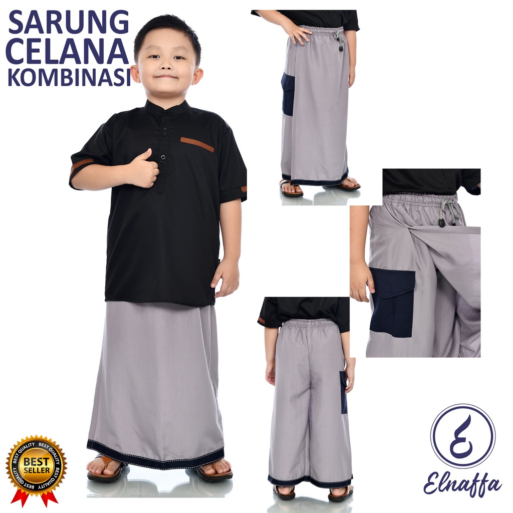 EL-NAFFA Sarung Celana Anak.Sarung Instan AnakSarung Anak Instan Polos Kombinasi Usia 4-11th (BISA COD) SCPC