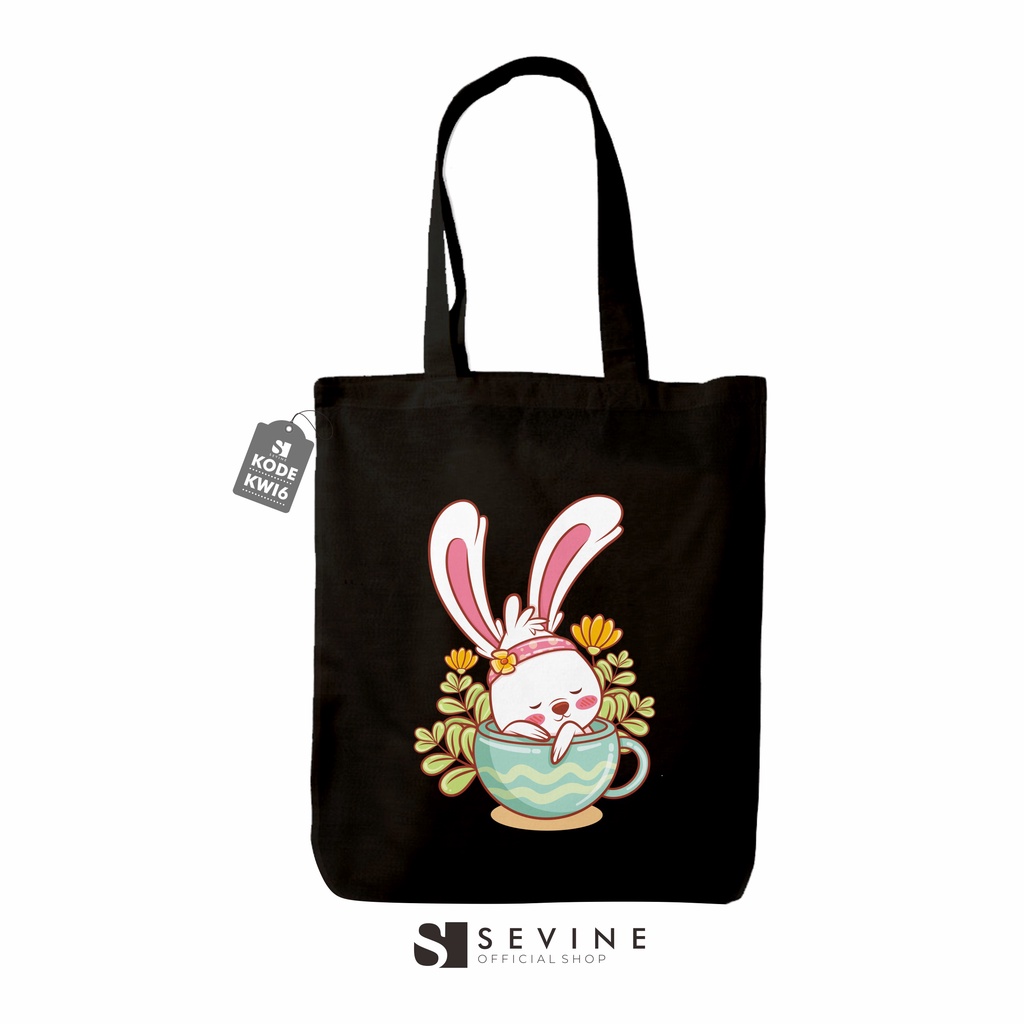 Sevine Totebag Tas Wanita Tote Bag Resleting Kawai Black Series Hitam - KWI6