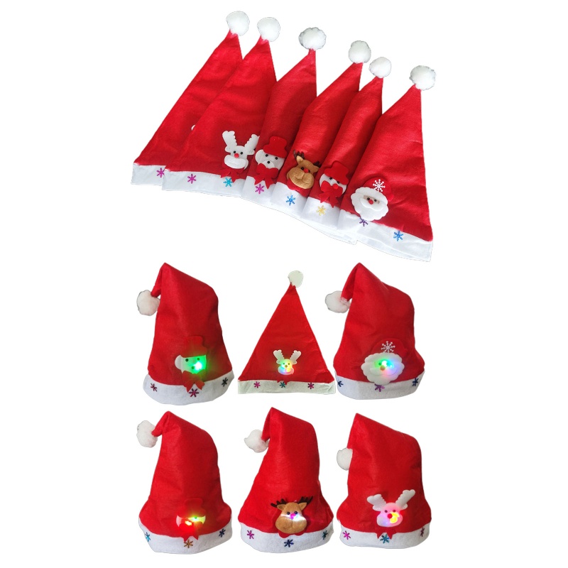 6pcs Topi Santa Claus Dengan LED Untuk Dekorasi Pesta Natal