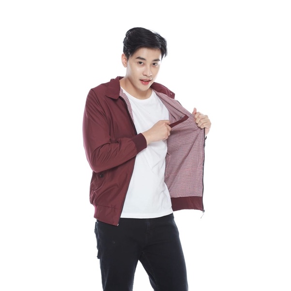 BESTBRANDSTORE - FREE KAOS KAKI - HARRINGTON JACKET HITAM - JAKET POLOS TASLAN DALAM AKRILIK JAKET H