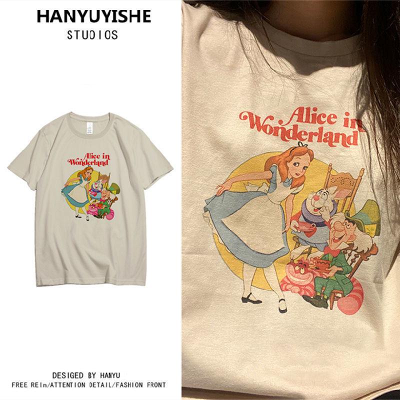 Overtee Tshirt Oversize Wanita Motif Alice in Wonderland - 100% Import