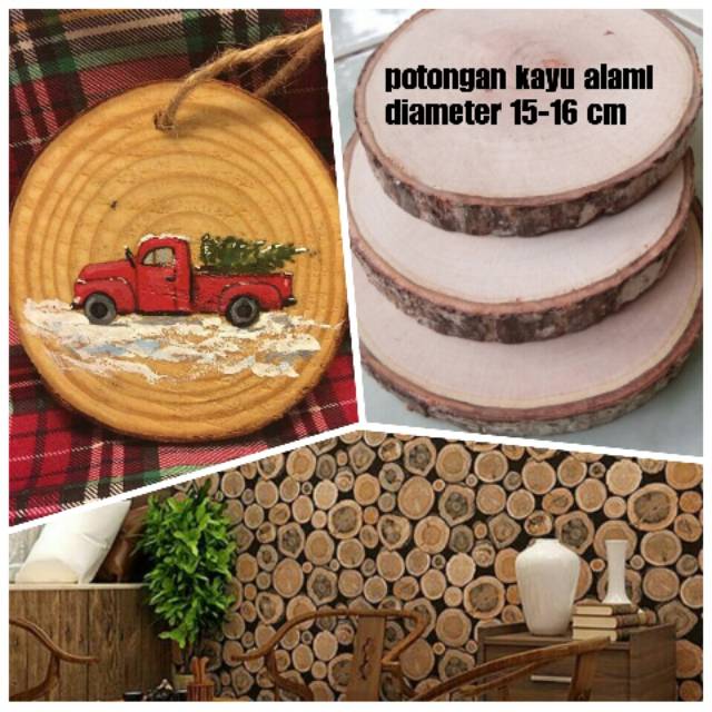 Wood slice 15-16 potongan kayu dekorasi hiasan