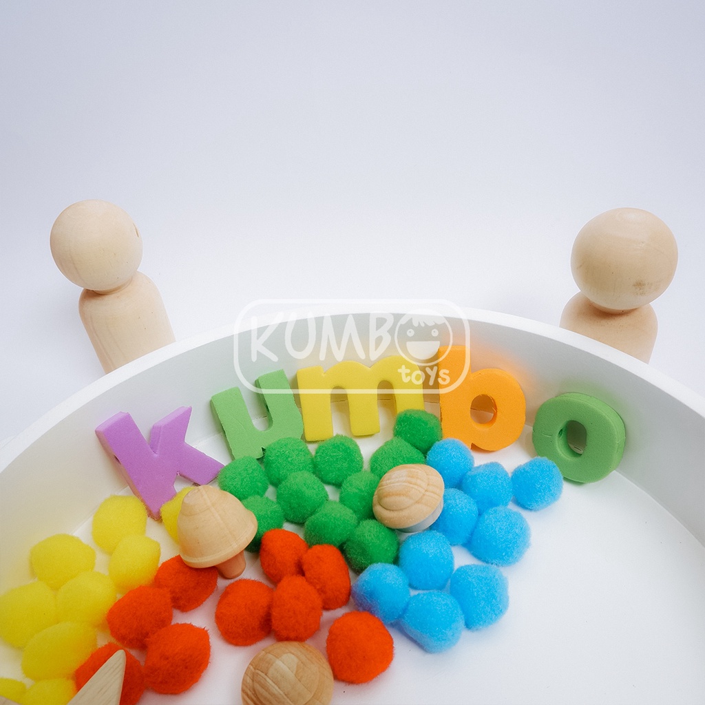 Tray Montessori Tray Bulat Putih Kayu Sensory Tray Nampan Bermain