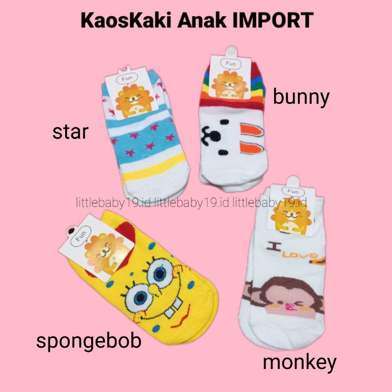 Kaoskaki Anak Import Motif FUN KAOSKAKI ANAK PEREMPUAN LAKILAKI