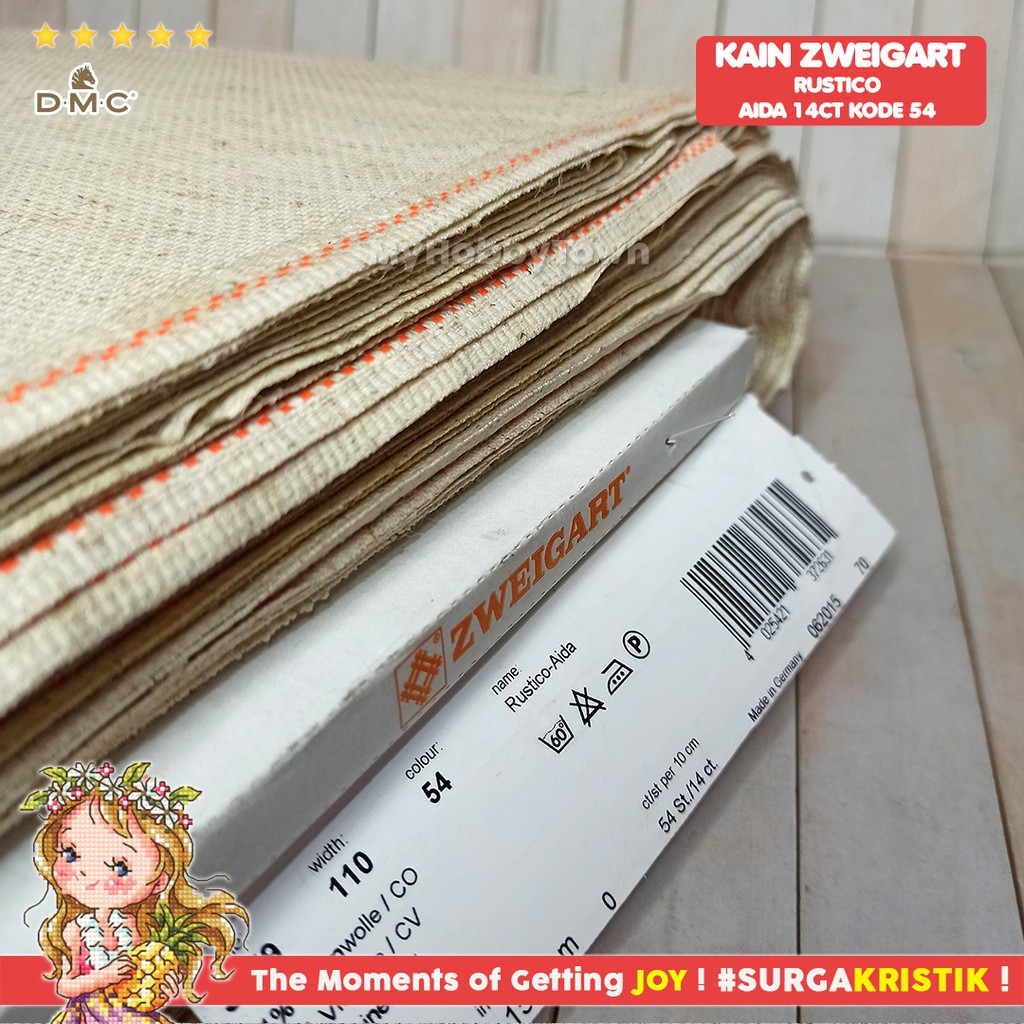 Kain Sulam Kristik Strimin Linen Aida 14ct Zweigart Rustico Karung