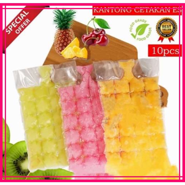 Kantong Plastik Es Batu Isi 10Pcs @24 Cube Cetakan ANTI TUMPAH Ice Bag