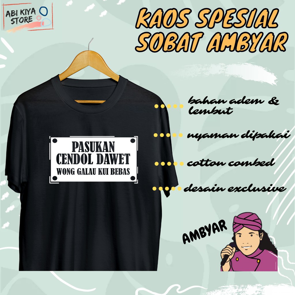 Baju Kaos Tshirt Distro Pria Wanita Cowok Cewek Kata Kata Murah Unik Lucu Jawa Ambyar Galau Cendol