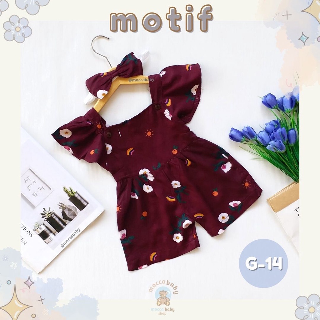 MBSS - BBB JUMPSUIT LAURA setelan anak perempuan jumper bayi motif bunga lucu free headband PART 3