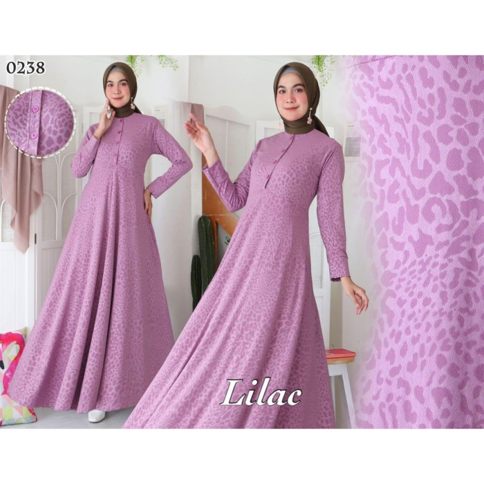 NEW BAJU GAMIS WANITA TERBARU LILAC JERSEY EMBOSS ALL ABOUT LILAC 0238