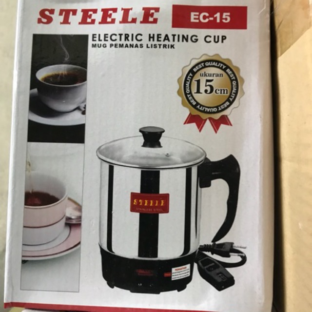 Teko masak Air Listrik Elektrik Stainless Steel 14 cm merek STEELE Mug