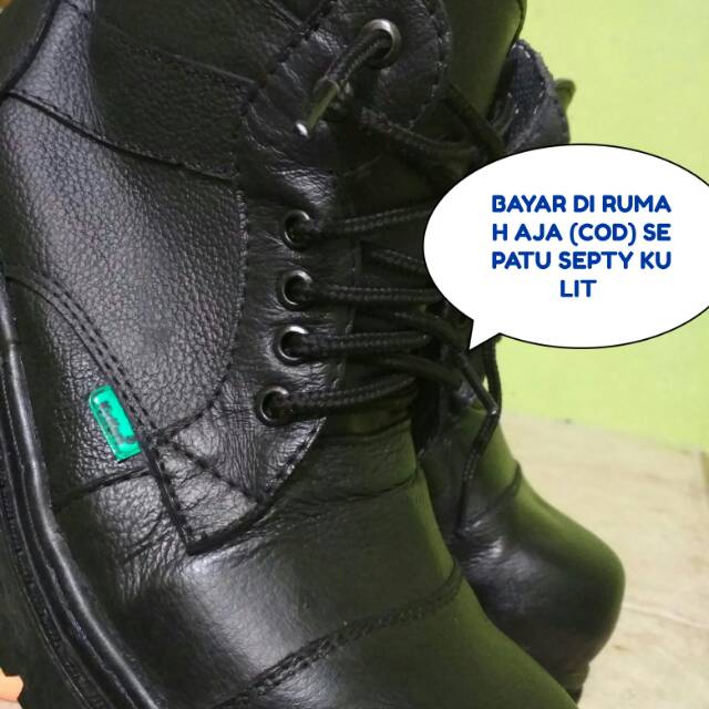 sepatu septy bahan kulit sapi ujung besi