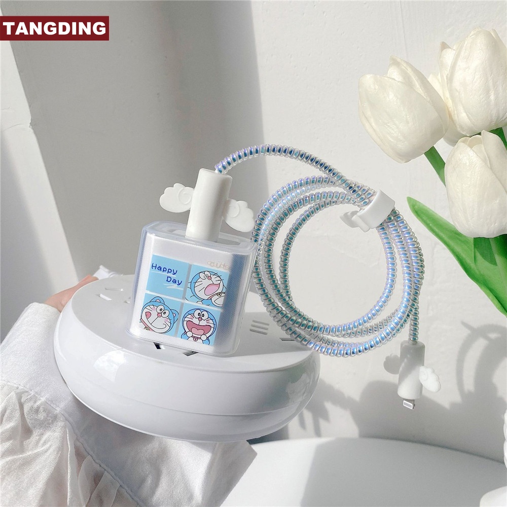 【COD Tangding】New Charger Cover Transparent Suitable for 18W Quick Charge 5W Protection Line Set Doraemon