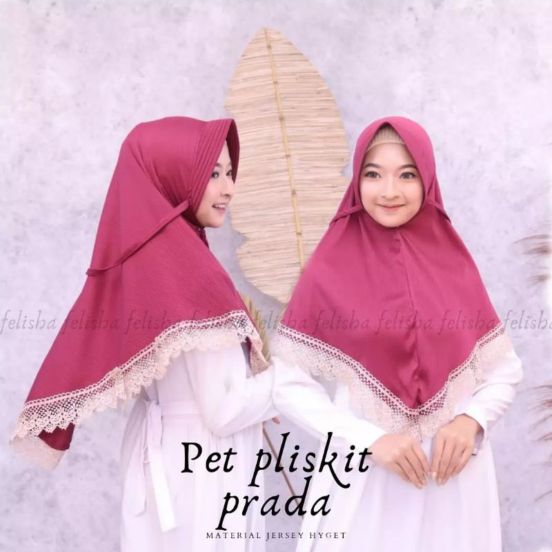 plisket Prada tali tambang/jilbab instant