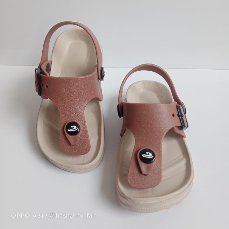 Sandal jepit tali resmi anak laki-laki dan perempuan gesper tali blakang dulux 213E-1 [3c]