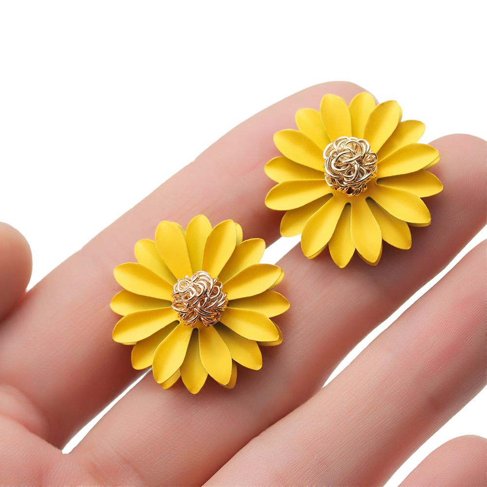 CHOOKEY Anting Stud Desain Bunga Besar Warna-Warni Gaya Korea Untuk Wanita