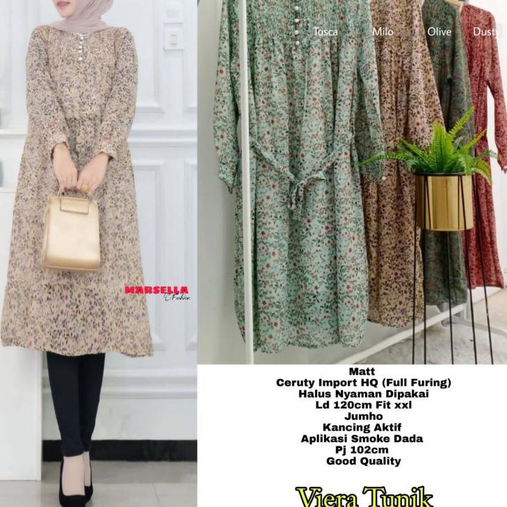 citra viera long tunik ceruty import tunik motif bunga marsela dress tunik blouse katun tunik lengan