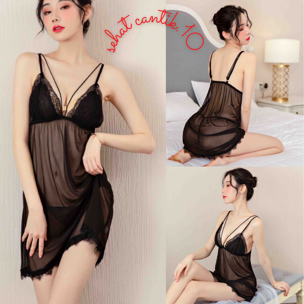 Jual Set Linjeri Pakaian Baju Gaun Dress Lingeri Lingerie Set Baju Tidur G String Dinas Istri 