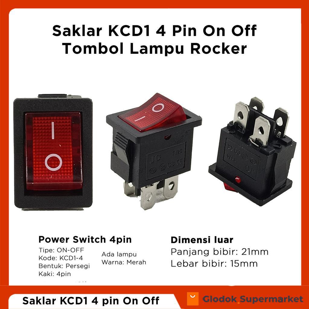 Saklar KCD1 4 pin On Off Tombol Lampu Rocker Power Switch 4pin