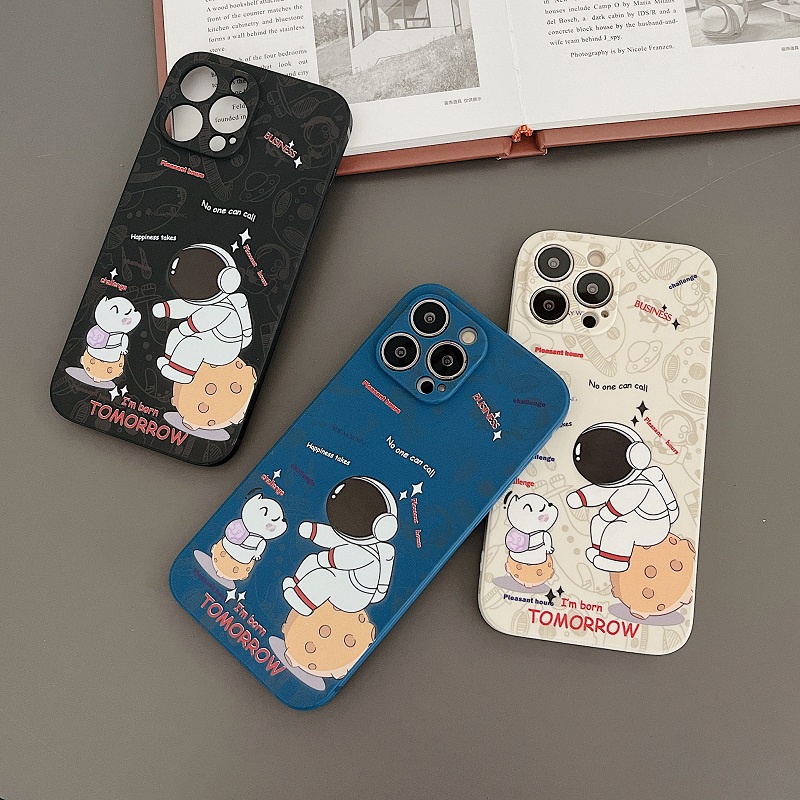 Case Bahan Silikon Cair Desain Anjing Astronot Untuk Iphone 13 11 12 Pro max xr xsmax 7 8 plus