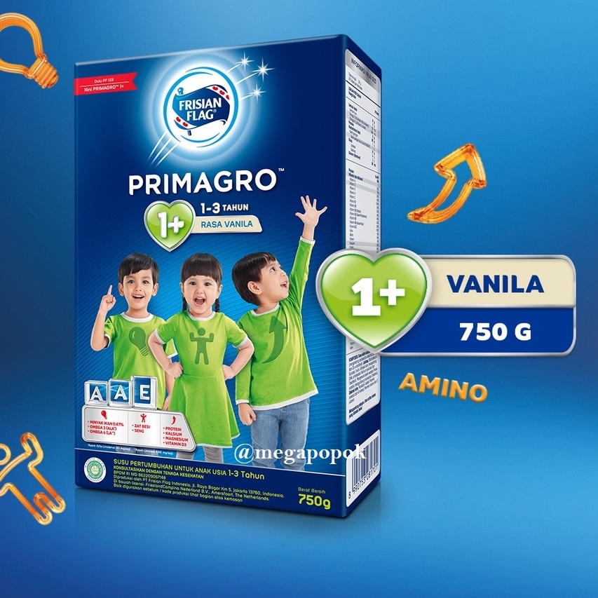 Primagro 1+ Untuk Anak Usia 1-3 Rasa Coklat/Madu/Vanila 750gr/megapopok