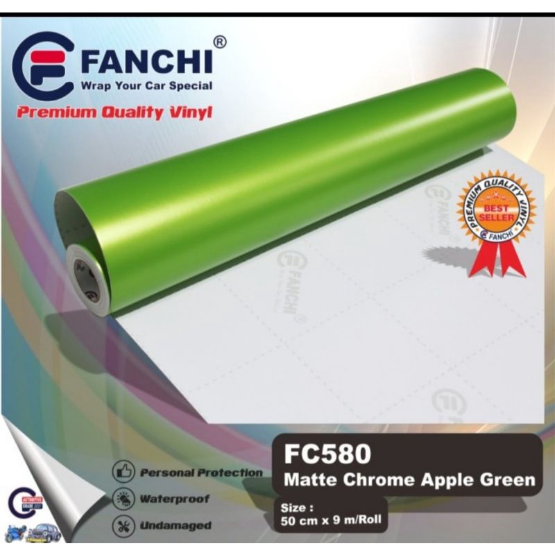 Sticker Fanchi FC580 Matt Chrome Apple Green Metallic Metalik Doff Premium Wrap