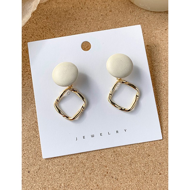 LRC Anting Tusuk Fashion Metal Wave Leather Irregular Earrings D84952