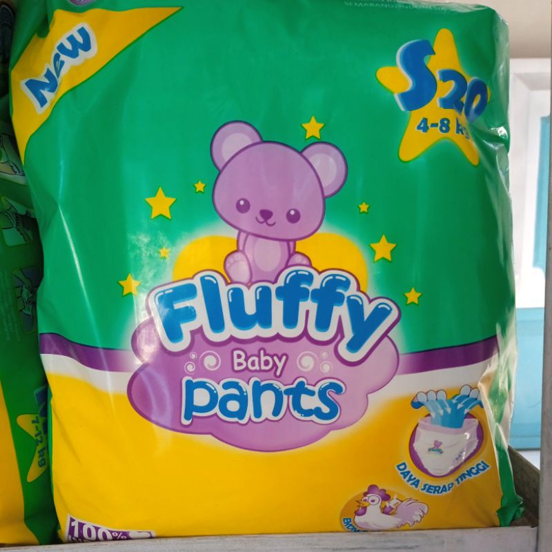 pampers fluffy baby pants ukuran S isi 20 type celana pampers sekali pakai popok bayi