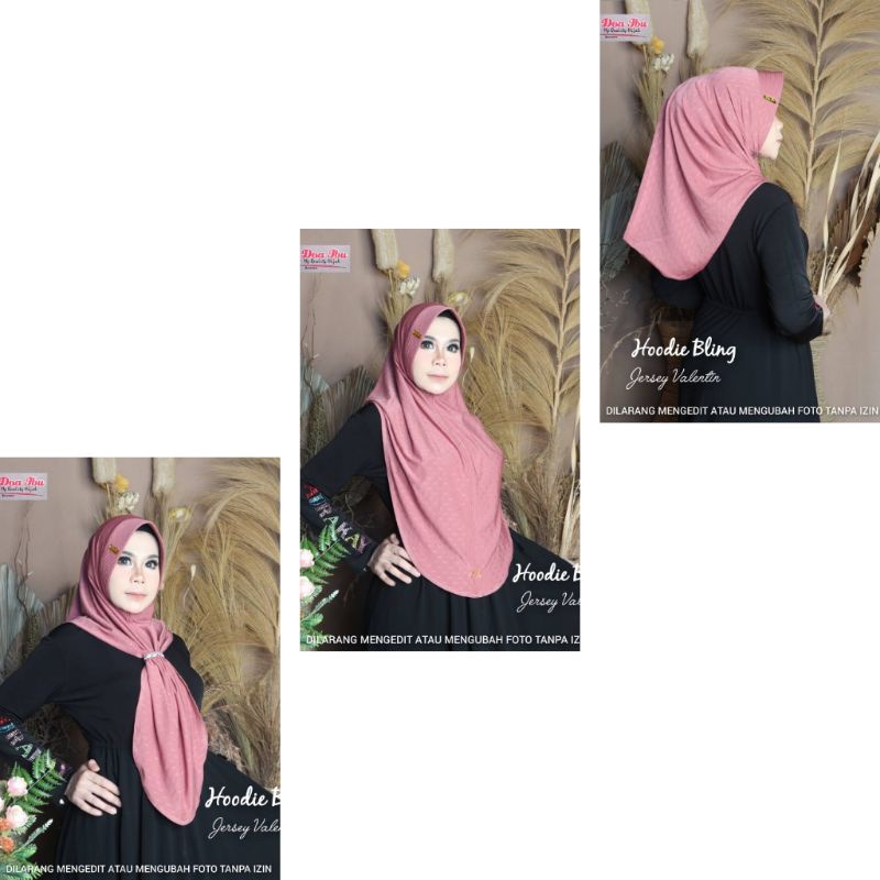 Terbaru Jilbab instan hoodie gesper bling ORI DOA IBU