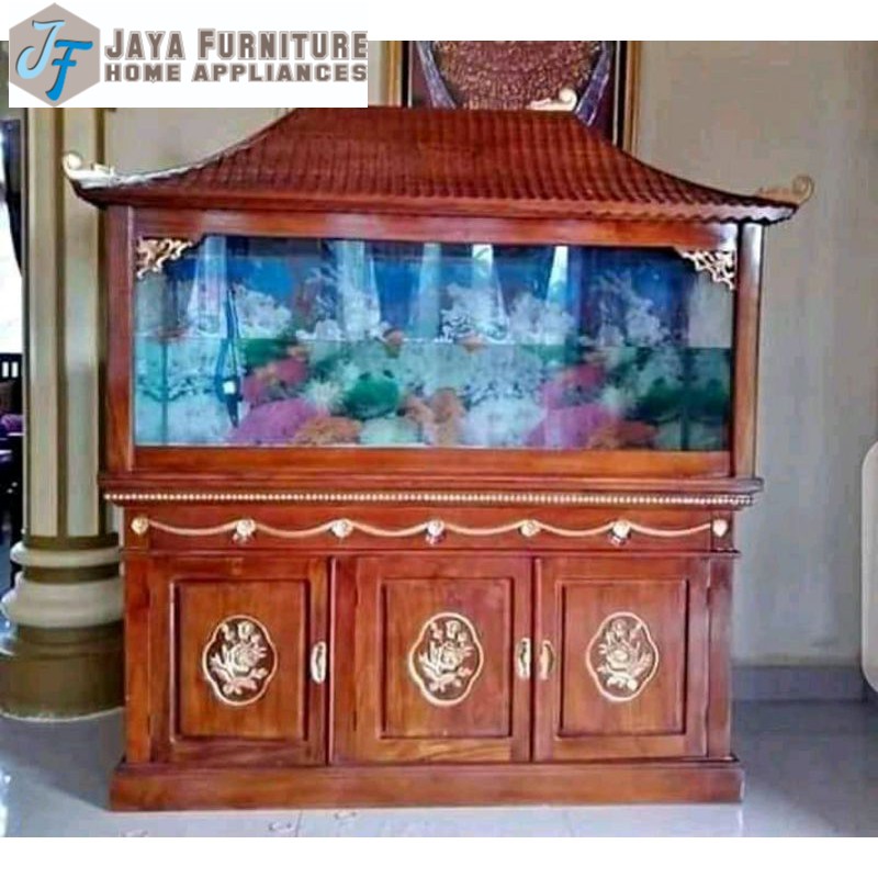 LEMARI KAYU TEMPAT AQUARIUM/ MEJA AQUARIUM MINIMALIS JATI FURNITURE