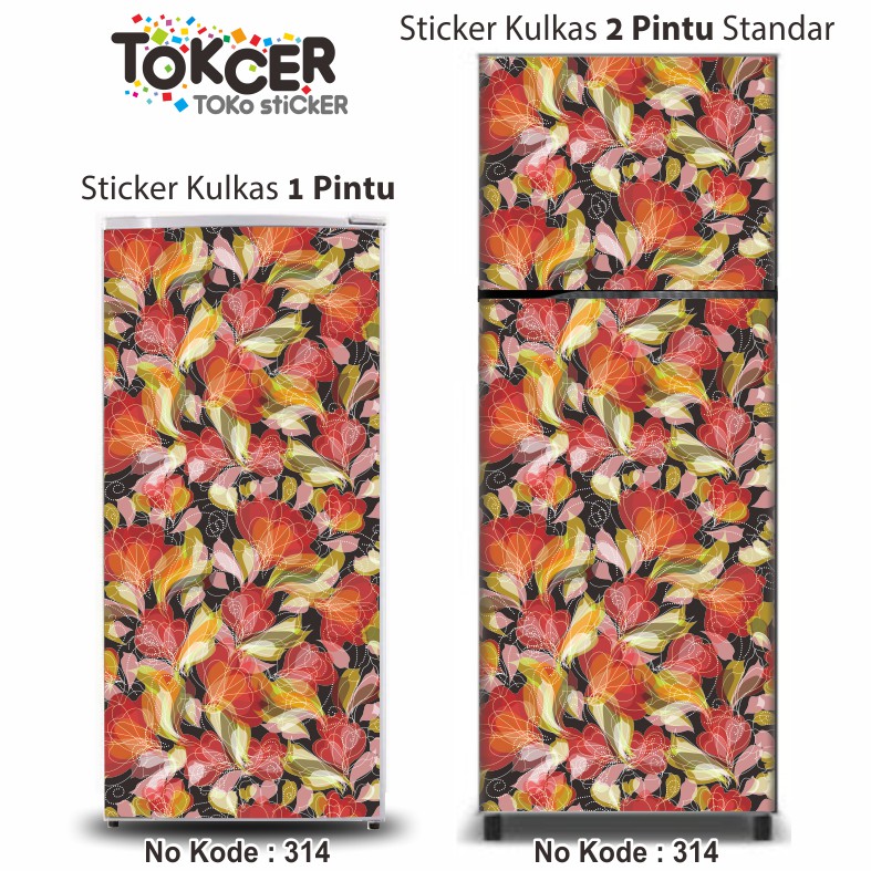 Stiker Kulkas 1 dan 2 Pintu Bunga Exotic