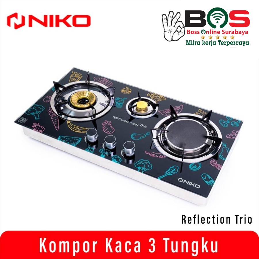 NIKO Kompor Tanam 3 Tungku Niko Reflection Mix Kompor Kaca Api Bara