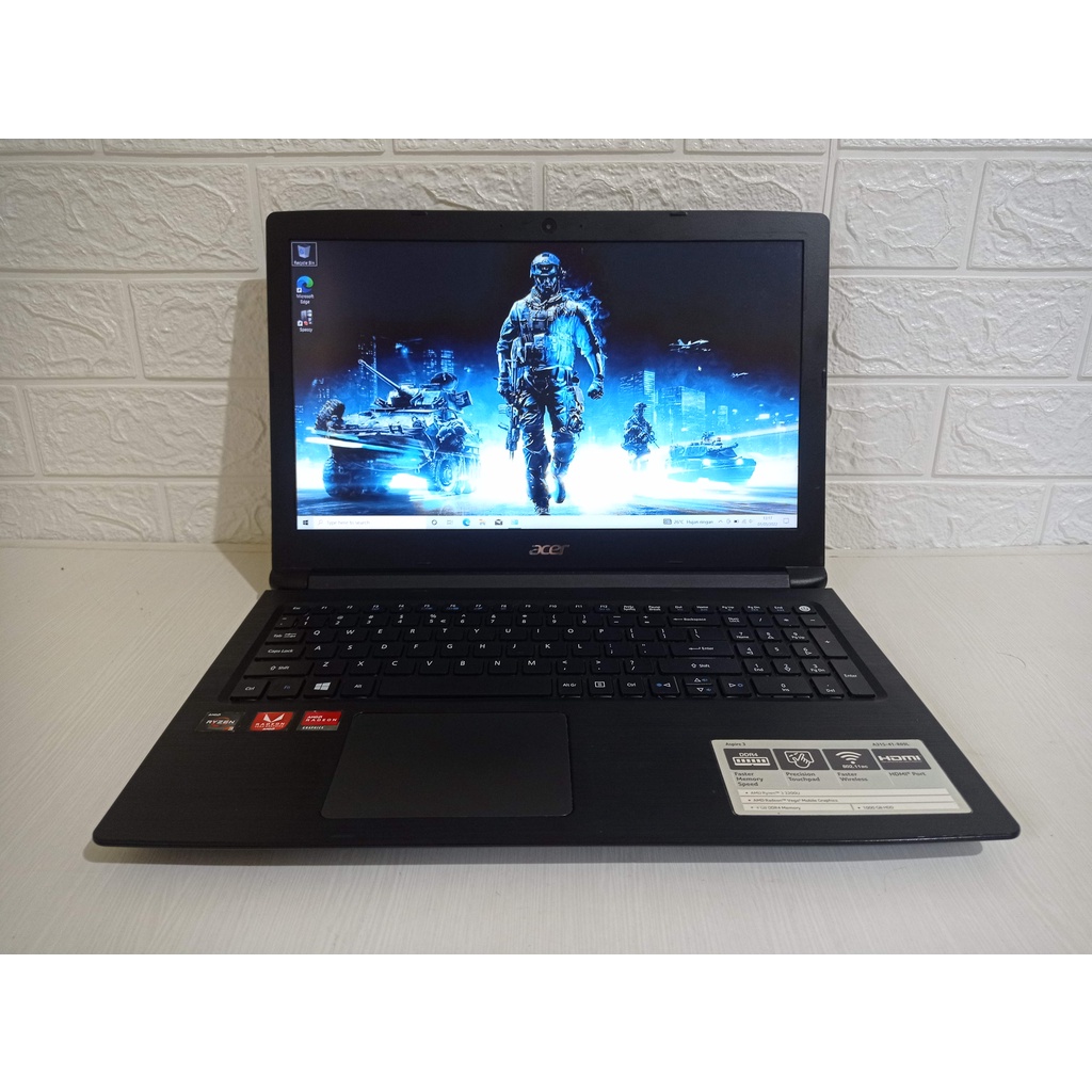 Acer Aspire A315 AMD Ryzen 3-3200U SSD 256GB VGA Radeon Laptop Gaming Second Desain Grafis