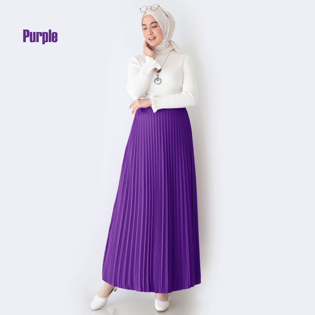 Rok Plisket - Rok  Wanita Bahan Premium ( Varian 1 )-PURPLE (UNGU TUA)