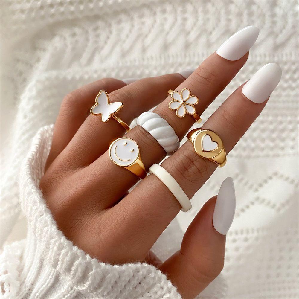 Lily Set Cincin Cute Ins Style BFF Hadiah Persahabatan Handmade Rings Untuk Wanita