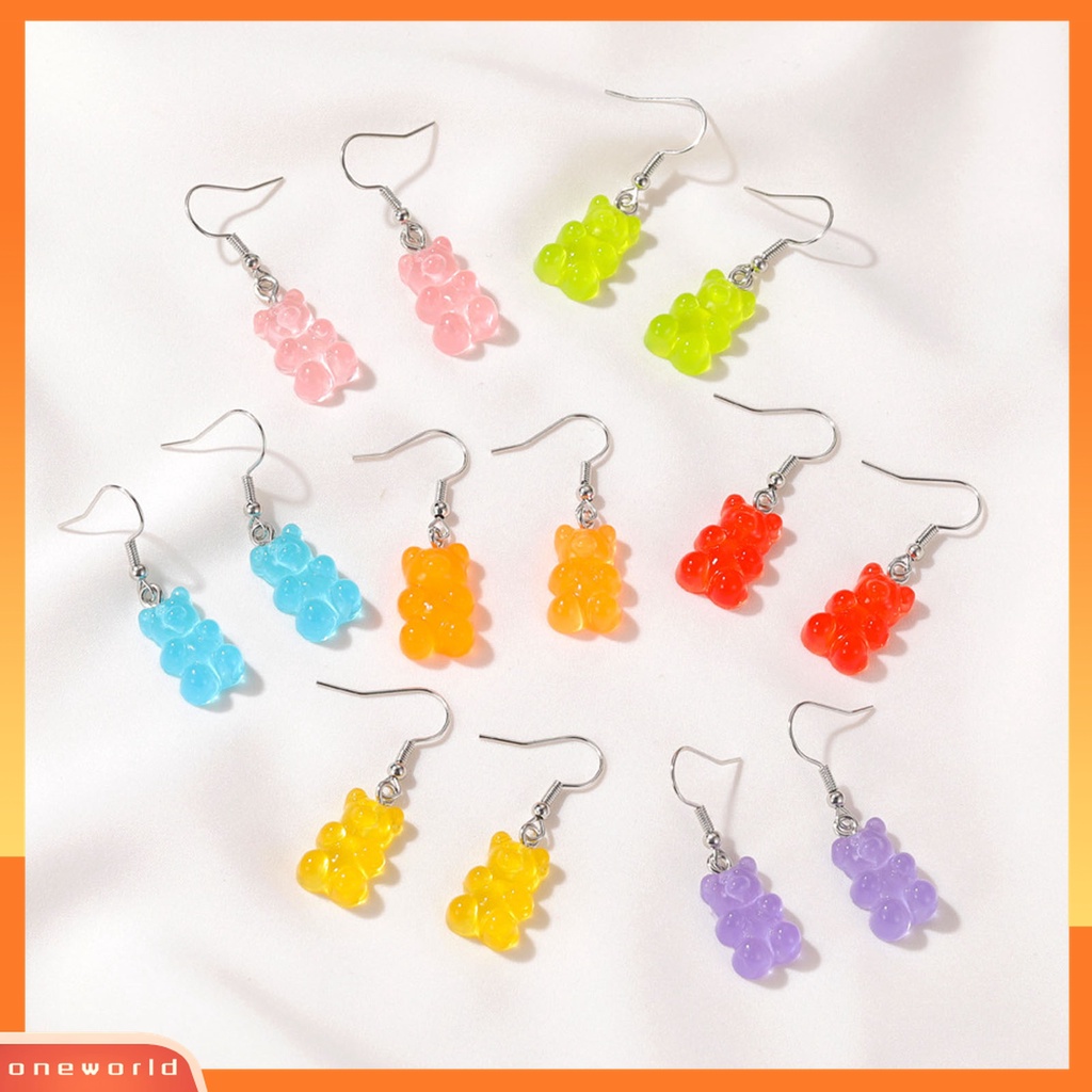 1 Pasang Anting Stud Desain Teddy Bear Bahan Resin Untuk Dekorasi