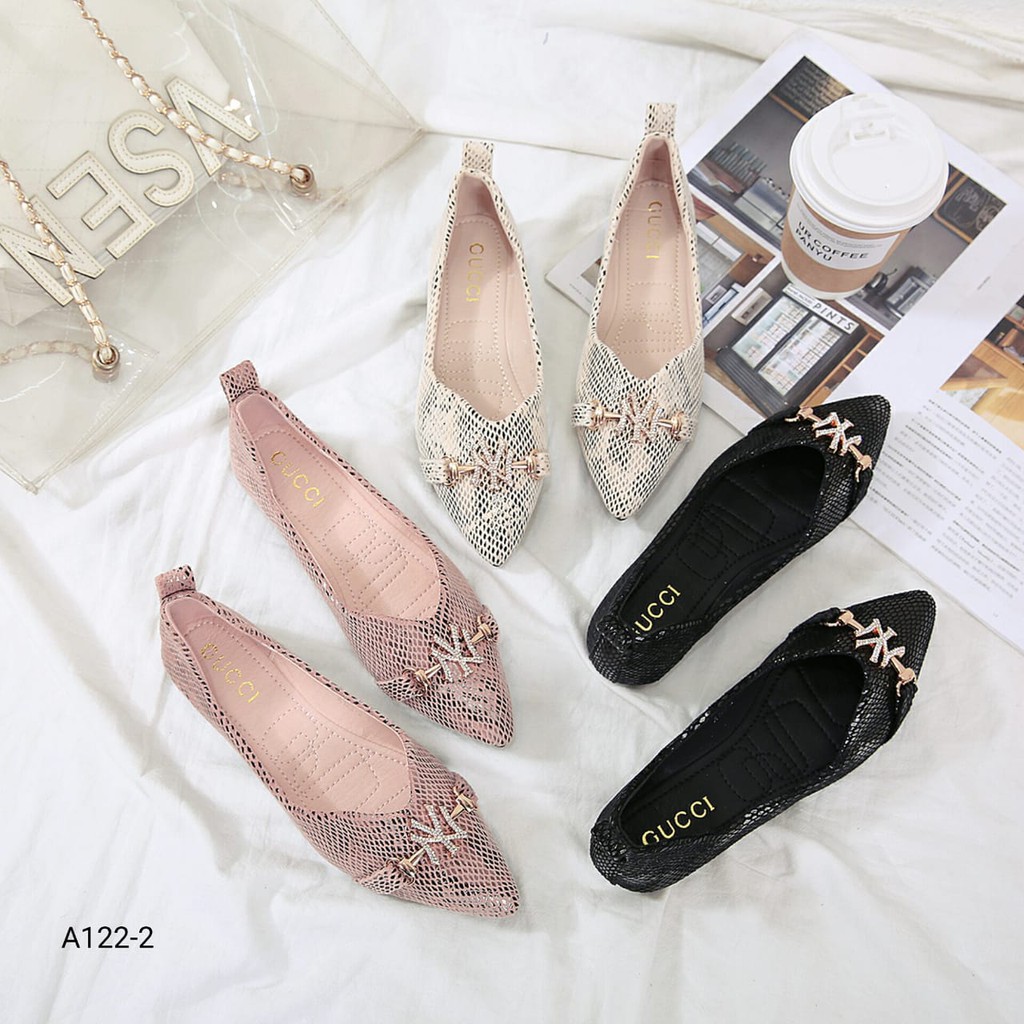 Sepatu Gucci Flat A122-2  TYU 29  impor batam reseller murah wedges sport cantik sneakers shoes