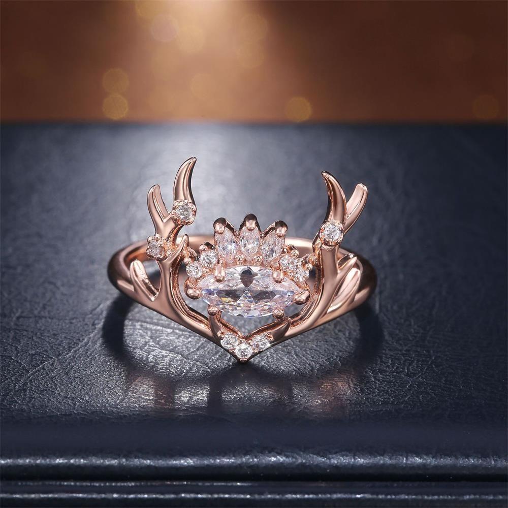 Lily Deer Cincin Wanita Tunangan Perhiasan Baru