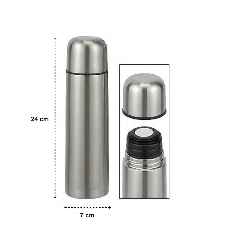 Thermos vacuum flask 500ml stainless steel + tas - silver