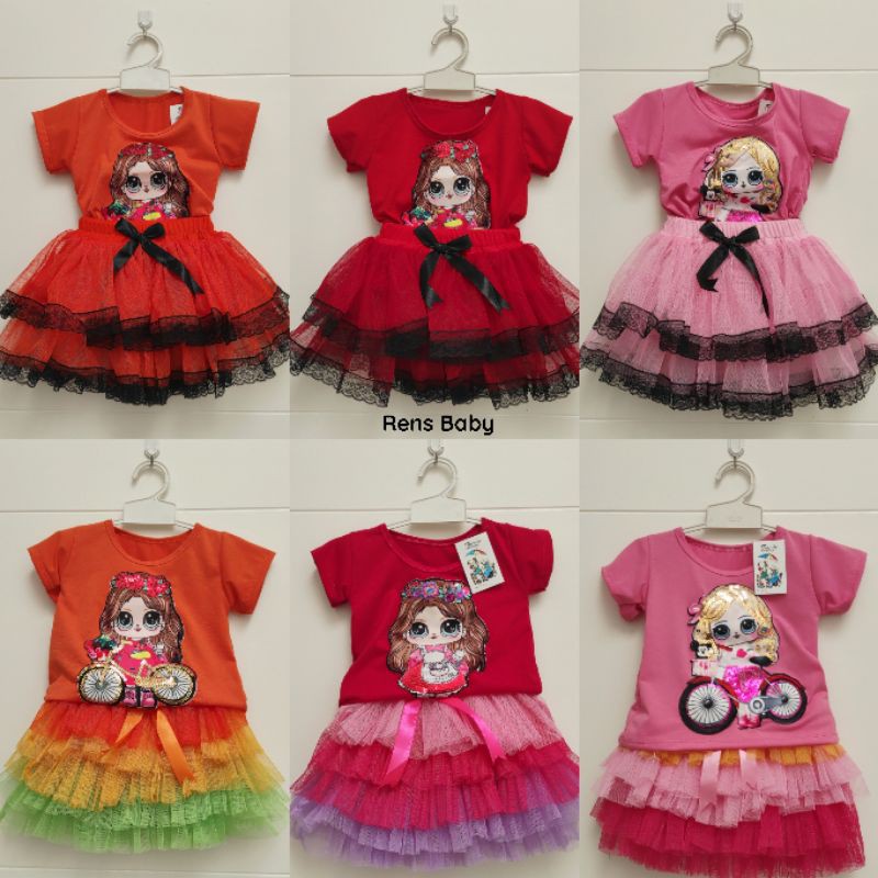 Setelan dress baju rok TUTU LOL anak bayi