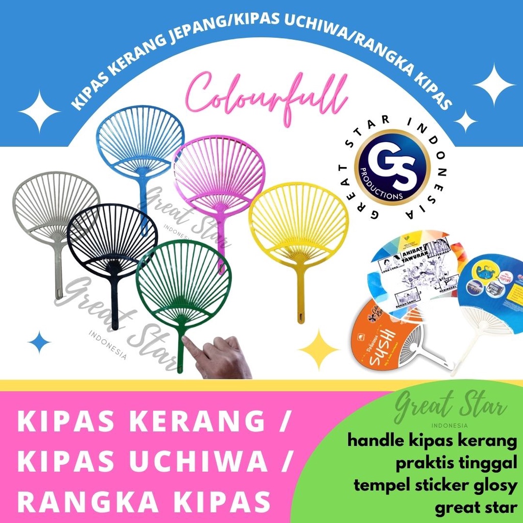 KIPAS KERANG JEPANG/KIPAS UCHIWA/RANGKA KIPAS-VARIASI WARNA