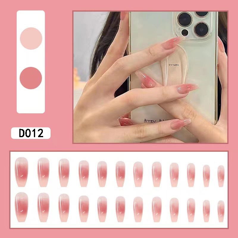3D Kuku Palsu 24pcs/(FREE LEM)Set DIY Instant Nail Art Fake Nails Bridal Wedding Akrilik/24 pcs Kuku Palsu 3D / Stiker Kuku Palsu / Kuku Palsu Premium With Box/ Pemoles Kuku-D012
