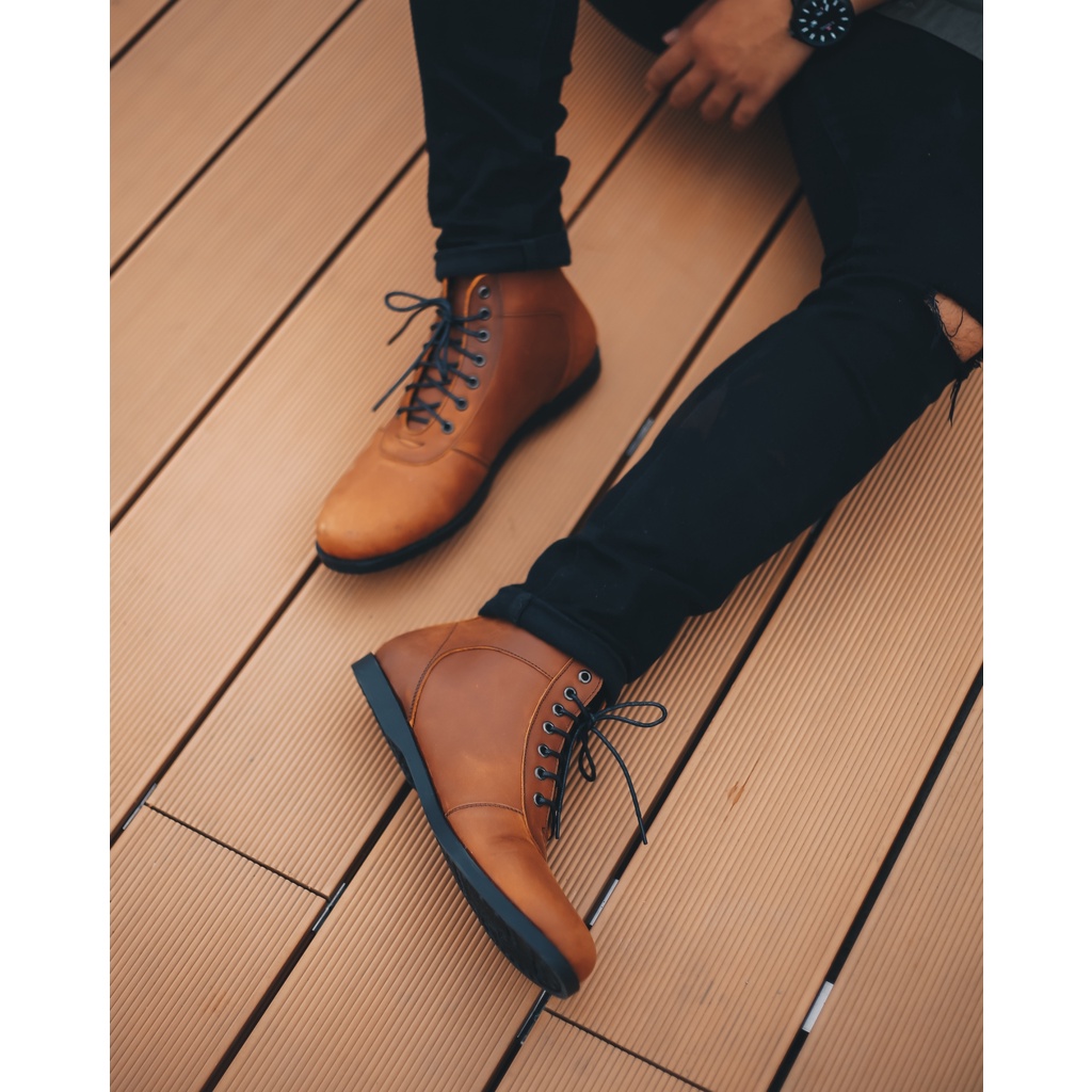 Sepatu Boots Kulit Asli - Vigos Potter CH Tan
