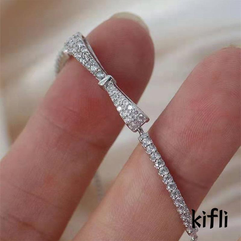 Gelang Tangan Wanita Desain Pita Hias Zircon Untuk Hadiah (KD)