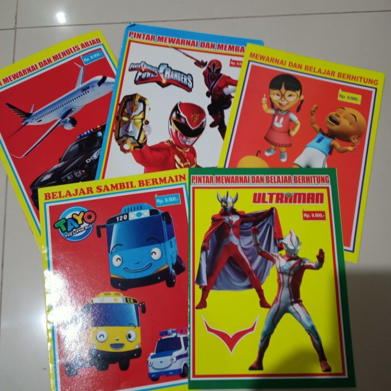 buku paket isi 5 buku, buku mewarnai untuk anak laki laki (21×30cm)