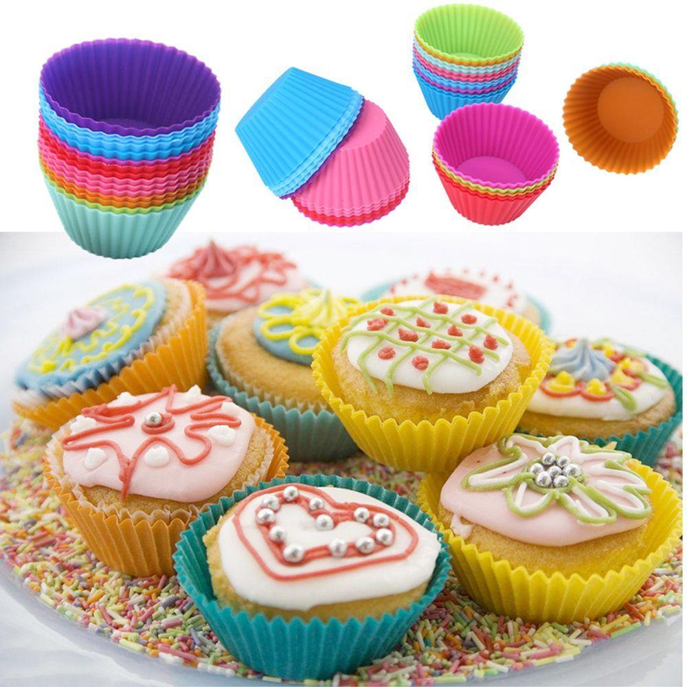 [Elegan] Cetakan Kue Cupcake Nyaman Permen Warna Dapat Digunakan Kembali 6pcs/Lot|Case Muffin